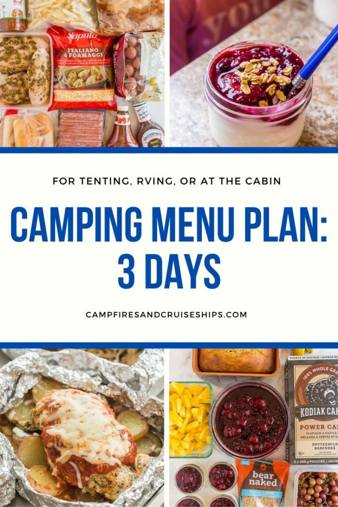 camping menu plan 1 collage with four images and title