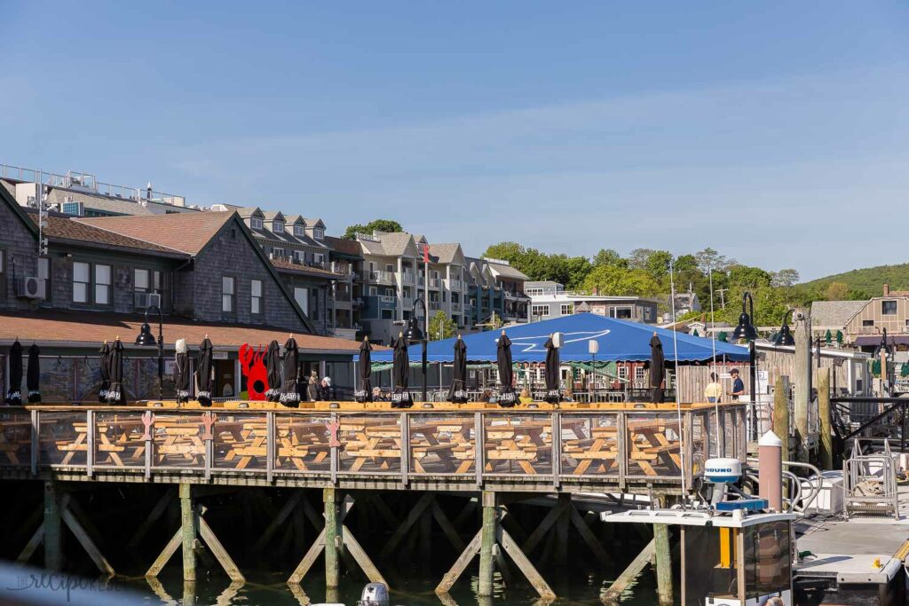 the fish house restaurant in bar harbor with deck over the water