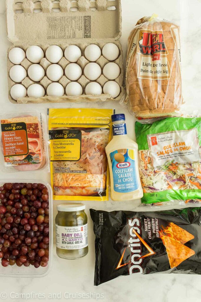 quick prep camping lunches overhead image of ingredients